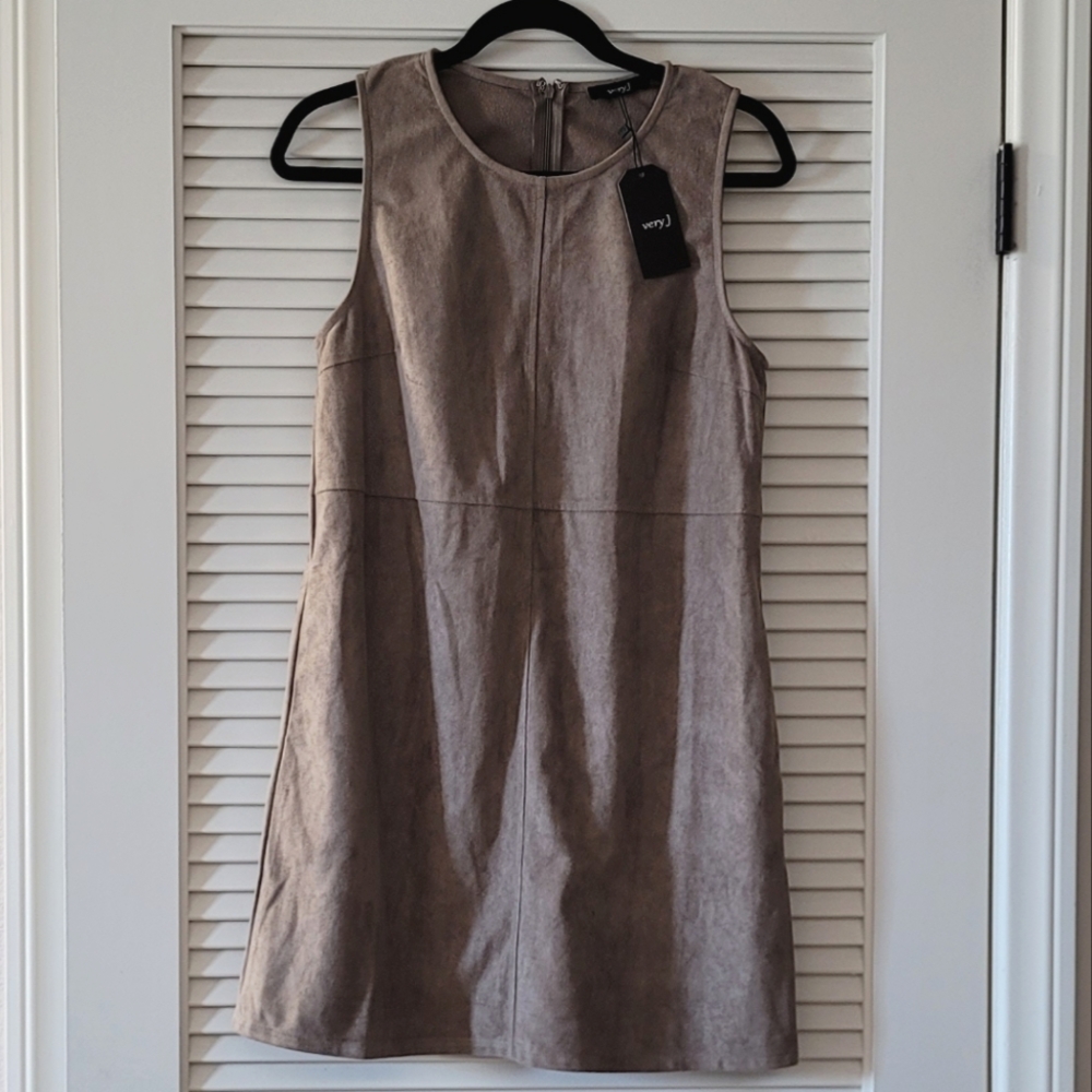 Very J - (NWT) Brown Faux Suede Sleeveless Dress